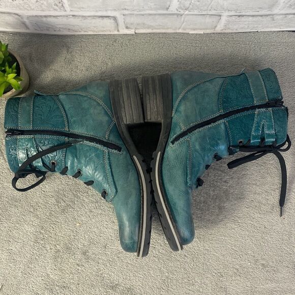 Dromedaris Kara Print Leather Boot in Teal Size 40/9.5 - Picture 6 of 10